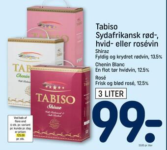 REMA 1000 Tabiso sydafrikansk rød-, hvid- eller rosévin tilbud