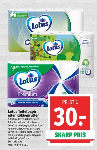 SPAR Lotus toiletpapir eller køkkenruller tilbud