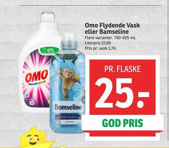 SPAR Omo flydende vask eller bamseline tilbud