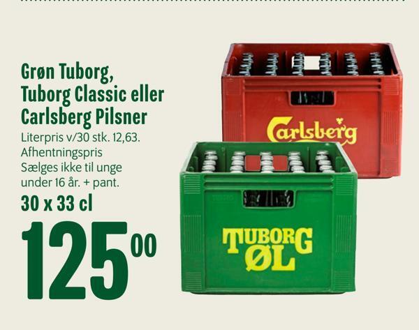 Min Købmand Grøn tuborg, tuborg classic eller carlsberg pilsner tilbud
