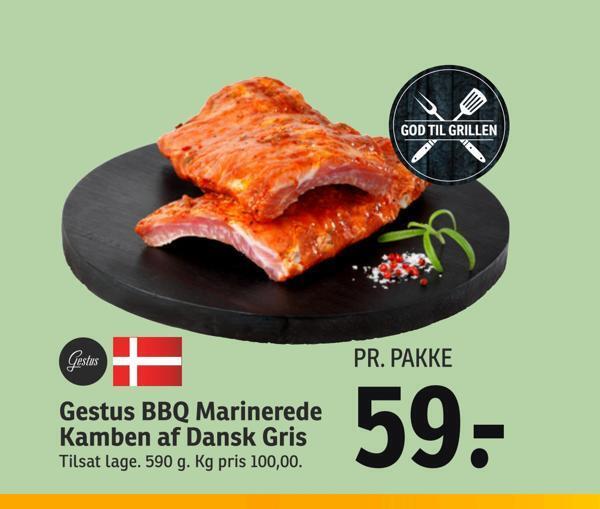 SPAR Gestus bbq marinerede kamben af dansk gris tilbud