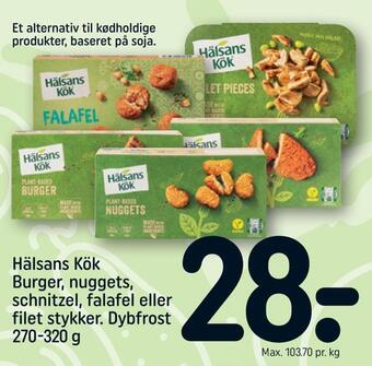 REMA 1000 Hälsans kök burger, nuggets, schnitzel, falafel eller filet stykker tilbud