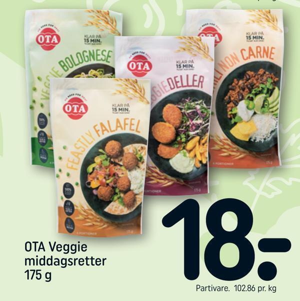 Rema 1000 Ota veggie middagsretter tilbud