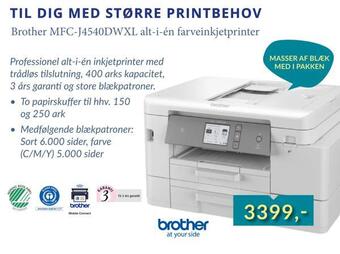 Tjdata Brother mfc-j4540dwxl alt-i-én farveinkjetprinter tilbud