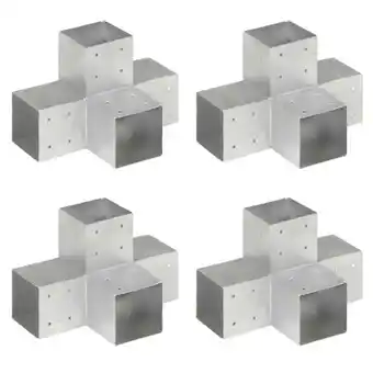 Stolpebeslag x-form 4 stk. 101x101 mm galvaniseret metal