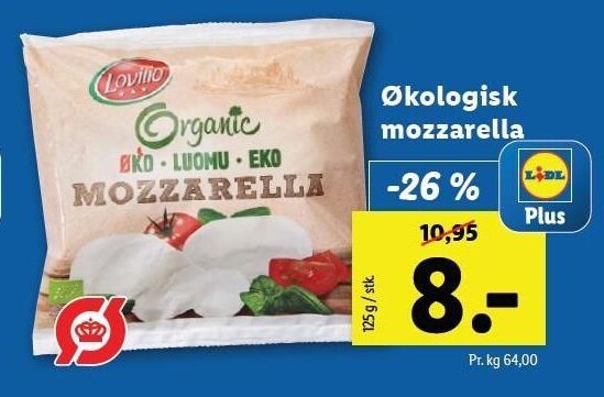 Lidl Øko mozzarella tilbud