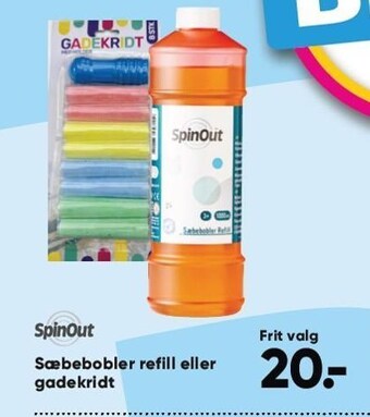 Bilka Spinout sæbebobler refill eller gadekridt tilbud