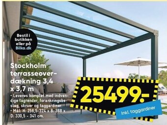 Stockholm terrasseoverdækning 3,4 x 3,7 m