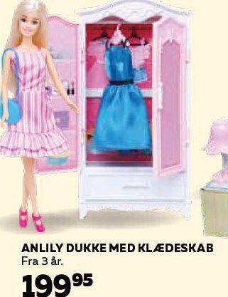 Legekæden Anlily dukke med klædeskab tilbud