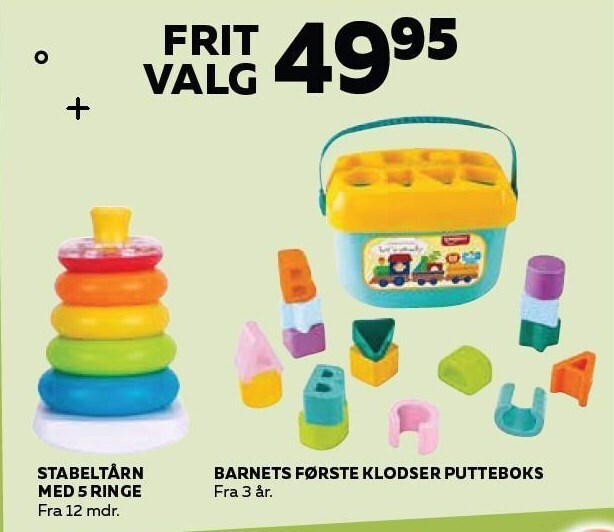 Legekæden Stabeltårn med 5 ringe eller barnets første klodser putteboks tilbud