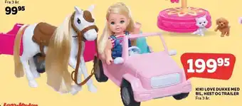 Kiki love dukke med bil, hest og trailer