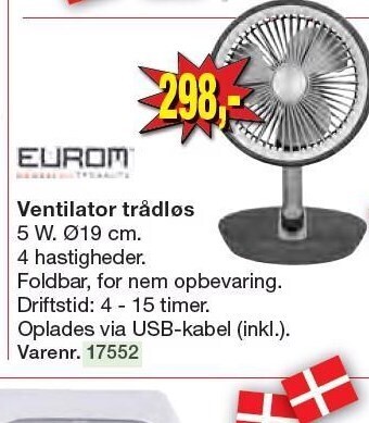 Eurom ventilator trådløs