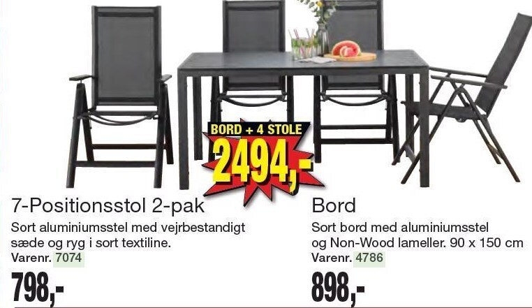 Harald Nyborg 7-positionsstol 2-pak, bord eller bord + 4 stole tilbud