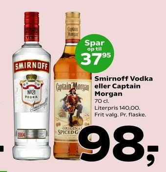 Coop 365 Smirnoff Vodka eller Captain Morgan tilbud