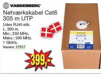Harald Nyborg Vandenberg netværkskabel cat6 305 m utp tilbud