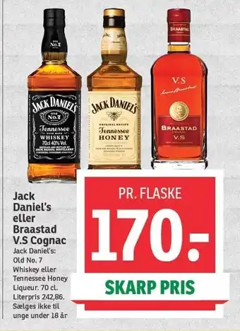SPAR Jack daniel's eller braasted v.s. cognac tilbud