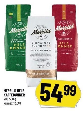 Løvbjerg Merrild hele kaffebønner tilbud