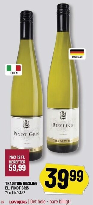 Løvbjerg Tradition riesling el. pinot gris tilbud