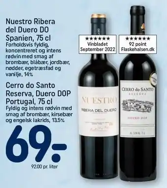 REMA 1000 Nuestro ribera del duero do eller cerro do santo reserva, duero dop tilbud