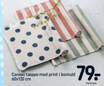 REMA 1000 Canvas tæppe med print i bomuld 60x120 cm tilbud