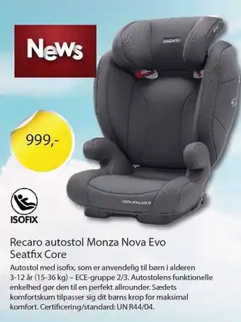 Recaro autostol monza noca evo seatfix core