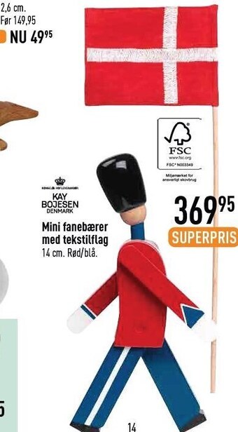 Imerco Kay bojesen mini fanebærer med tekstilflag tilbud