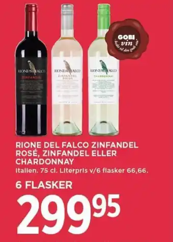 MENY RIONE DEL FALCO ZINFANDEL ROSÉ, ZINFANDEL ELLER CHARDONNAY tilbud