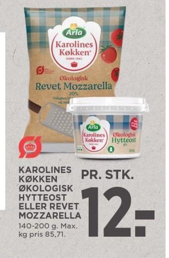 MENY KAROLINES KØKKEN ØKOLOGISK HYTTEOST ELLER REVET MOZZARELLA tilbud