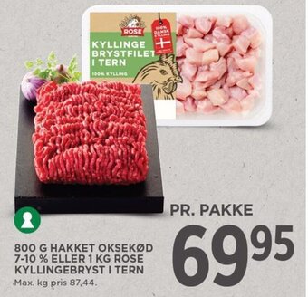 MENY 800 G HAKKET OKSEKØD 7-10% ELLER 1 KG ROSE KYLLINGEBRYST I TERN tilbud