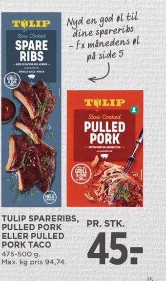 TULIP SPARERIBS, PULLED PORK ELLER PULLED PORK TACO