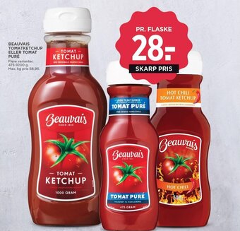 MENY BEAUVAIS TOMATKETCHUP ELLER TOMAT PURÉ tilbud