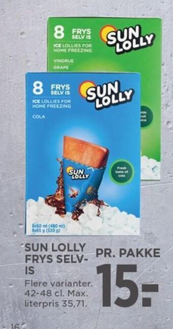 MENY SUN LOLLY FRYS SELV-IS tilbud