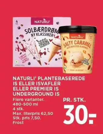 NATURLI' PLANTEBASEREDE IS ELLER ISVAFLER ELLER PREMIER IS UNDERGROUND IS