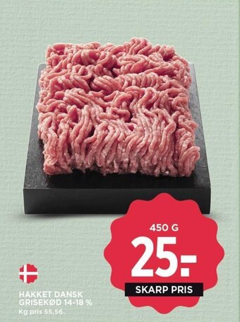 MENY HAKKET DANSK GRISEKØD 14-18 % tilbud