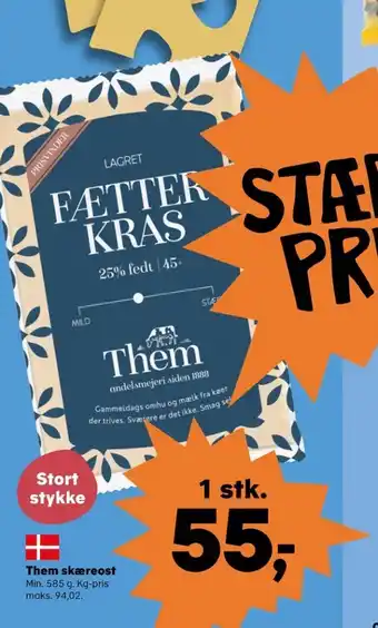 Kvickly Them ost skæreost fætter kras lagret tilbud