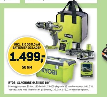 XL-BYG Ryobi bore- og skruemaskine tilbud