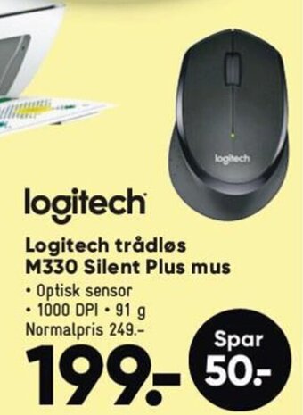 Bilka Logitech trådløs M330 Silent Plus mus tilbud