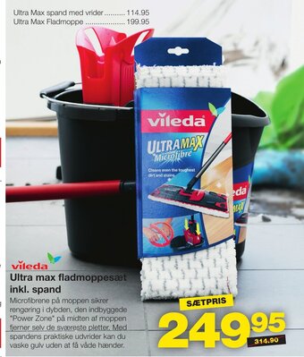 Bauhaus Vileda Ultra max fladmoppesæt inkl. spand tilbud
