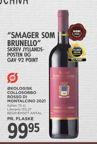 MENY Økologisk collosorbo rosso di montalcino 2021 tilbud