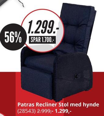 My Home Patras recliner stol med hynde tilbud