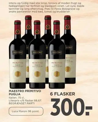 MENY Maestro primitivo puglia tilbud