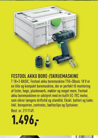 Johannes Fog Festool akku bore-/skruemaskine tilbud
