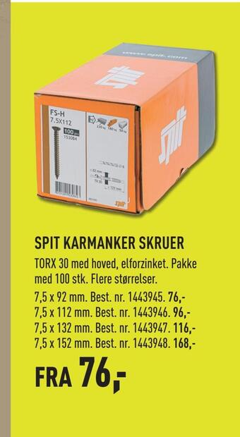 Spit karmanker skruer