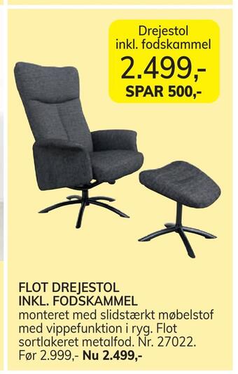 Daells Bolighus Flot drejestol inkl. fodskammel tilbud