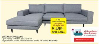 Daells Bolighus Sofa med chaiselong tilbud