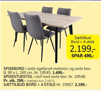 Daells Bolighus Sættilbud bord + 4 stole tilbud