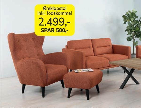 Daells Bolighus Øreklapstol inkl. fodskammel tilbud