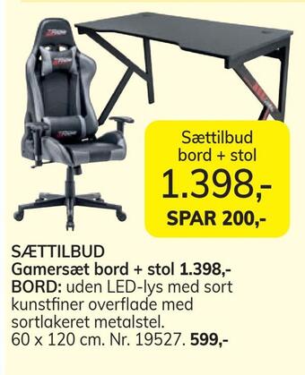 Daells Bolighus Sættilbud gamersæt bord + stol tilbud