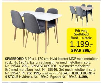 Daells Bolighus Sættilbud bord + 4 stole tilbud