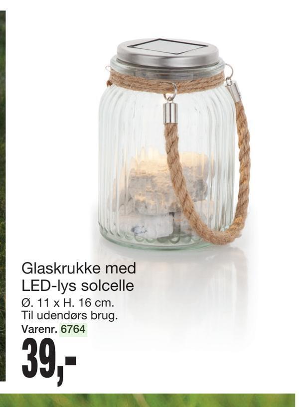 Harald Nyborg Glaskrukke med led-lys solcelle tilbud